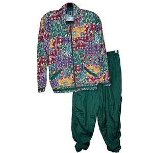 Vintage High Intensity Nylon Tracksuit Women's M Multicolor Geometric 90s‎ Set